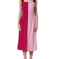 Two Tone Pink Wool Sleeveless Midi Dress