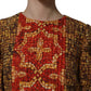 Multicolor Mosaic Long Sleeves Mini Dress