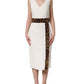 White Leopard Sleeveless Sheath Midi Dress