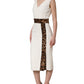 White Leopard Sleeveless Sheath Midi Dress