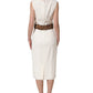 White Leopard Sleeveless Sheath Midi Dress