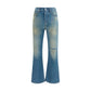 Blue Cotton Flared Jeans