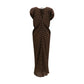 Brown Silk Casual Dress