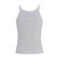 White Cotton Sleeveles T-Shirt