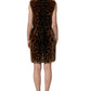 Brown Leopard Sleeveless Sheath Mini Dress