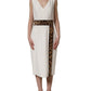 White Leopard Sleeveless Sheath Midi Dress