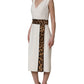 White Leopard Sleeveless Sheath Midi Dress