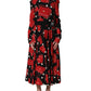 Black Handbag Print Long Sleeve Midi Dress