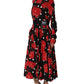 Black Handbag Print Long Sleeve Midi Dress