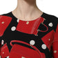 Black Handbag Print Long Sleeve Midi Dress