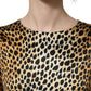 Brown Ocelot Print Long Sleeve Mini Dress