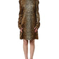 Brown Ocelot Print Long Sleeve Mini Dress