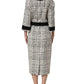 Multicolor Bouclé Tweed Frayed Trim Midi Dress