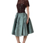 Multicolor Floral Lace Taffeta Pleated Midi Dress