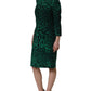 Green Leopard Print Silk Knee Length Dress