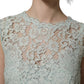 Mint Green Lace Sleeveless Knee Length Dress