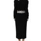 Black Lace Detailing Long Sleeves Midi Dress