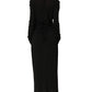 Black Cotton Long Sleeves Sheath Maxi Dress