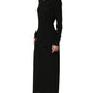 Black Cotton Long Sleeves Sheath Maxi Dress