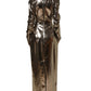 Metallic Gold Polyester LongSleeve Maxi Dress