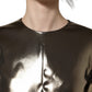Metallic Gold Polyester LongSleeve Maxi Dress