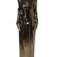 Metallic Gold Polyester LongSleeve Maxi Dress