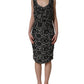 Black White Floral Lace Sleeveless Midi Dress