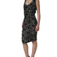 Black White Floral Lace Sleeveless Midi Dress