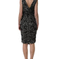 Black White Floral Lace Sleeveless Midi Dress
