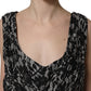 Black White Floral Lace Sleeveless Midi Dress