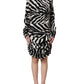 Black White Zebra Ruched Silk Mini Dress