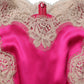 Fuchsia Pink Lace Detail A-line Midi Dress