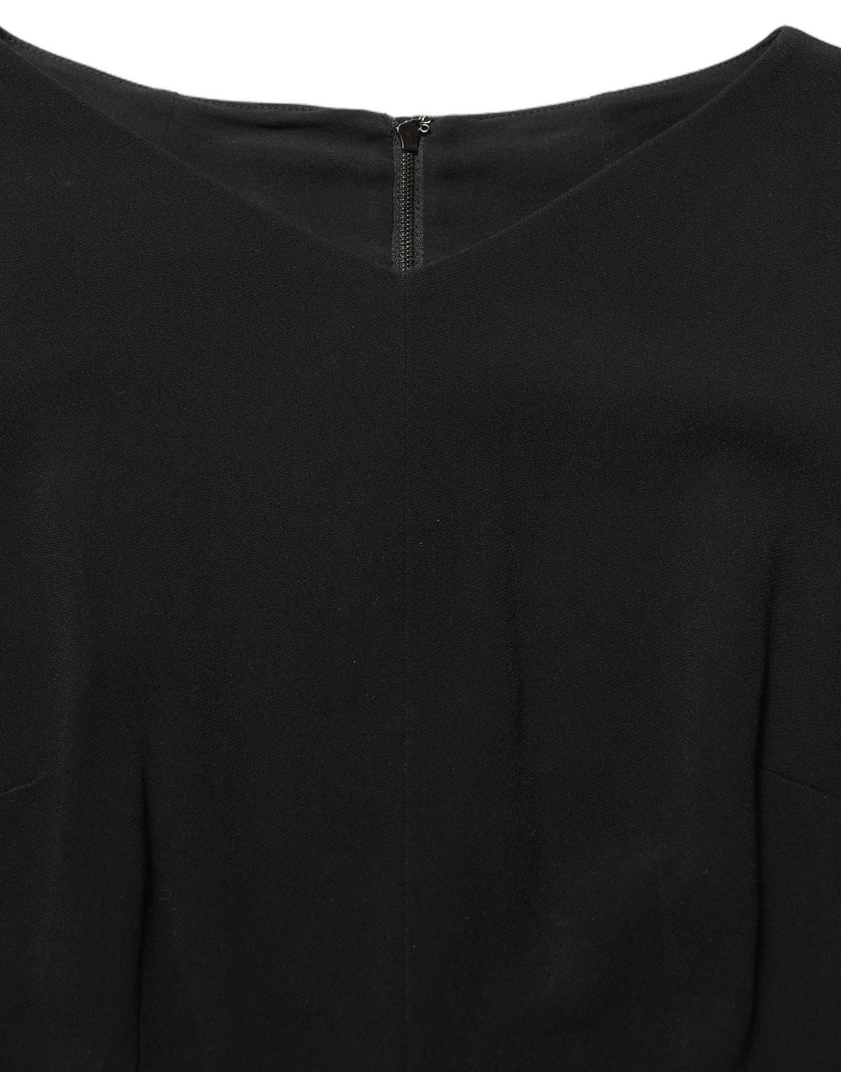 Black Viscose Short Sleeve A-line Midi Dress