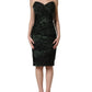 Green Leopard Print Bustier Draped Midi Dress