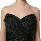 Green Leopard Print Bustier Draped Midi Dress