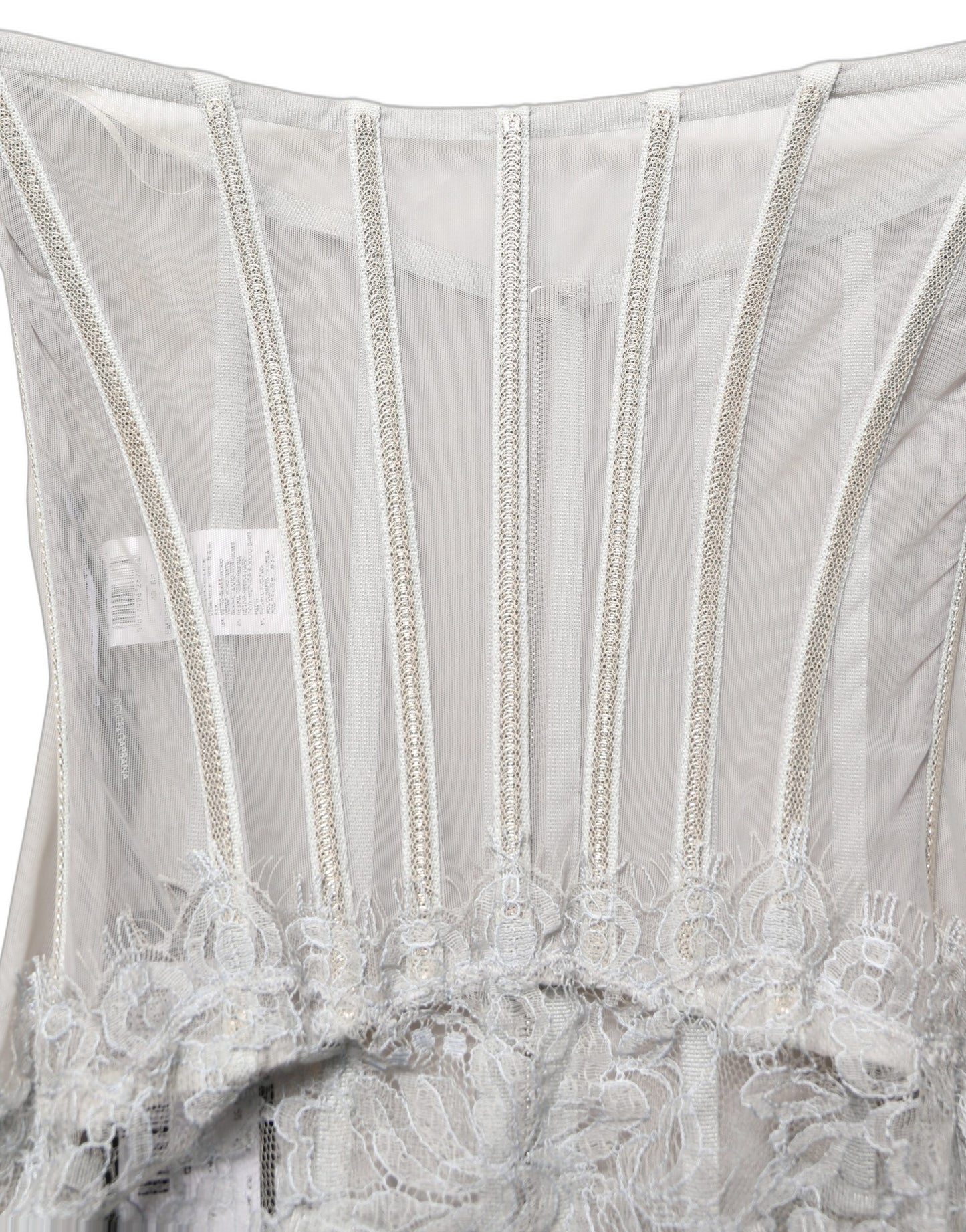 Gray Lace Corset Style Bodice Maxi Dress