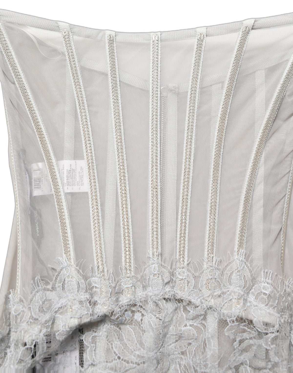 Gray Lace Corset Style Bodice Maxi Dress