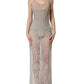 Gray Lace Corset Style Bodice Maxi Dress