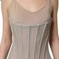 Gray Lace Corset Style Bodice Maxi Dress