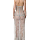 Gray Lace Corset Style Bodice Maxi Dress