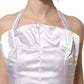 White Satin Halter Backless Long Gown Dress