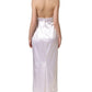 White Satin Halter Backless Long Gown Dress