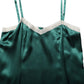 Green Satin Lace Trim Sleeveless Maxi Dress