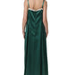 Green Satin Lace Trim Sleeveless Maxi Dress