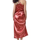 Pink Draped Midi Flower Appliques Dress