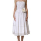 White Cotton Gabardine Bustier Midi Dress