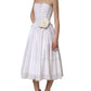 White Cotton Gabardine Bustier Midi Dress