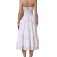 White Cotton Gabardine Bustier Midi Dress