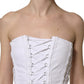 White Cotton Gabardine Bustier Midi Dress