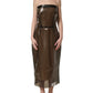 Brown Transparent Vinyl Sheath Midi Dress